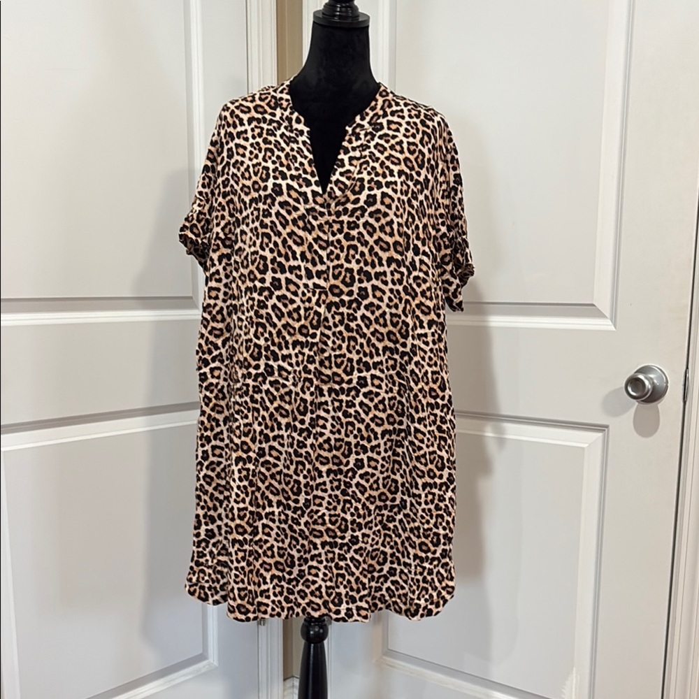 Leopard Print Short Sleeve Dress